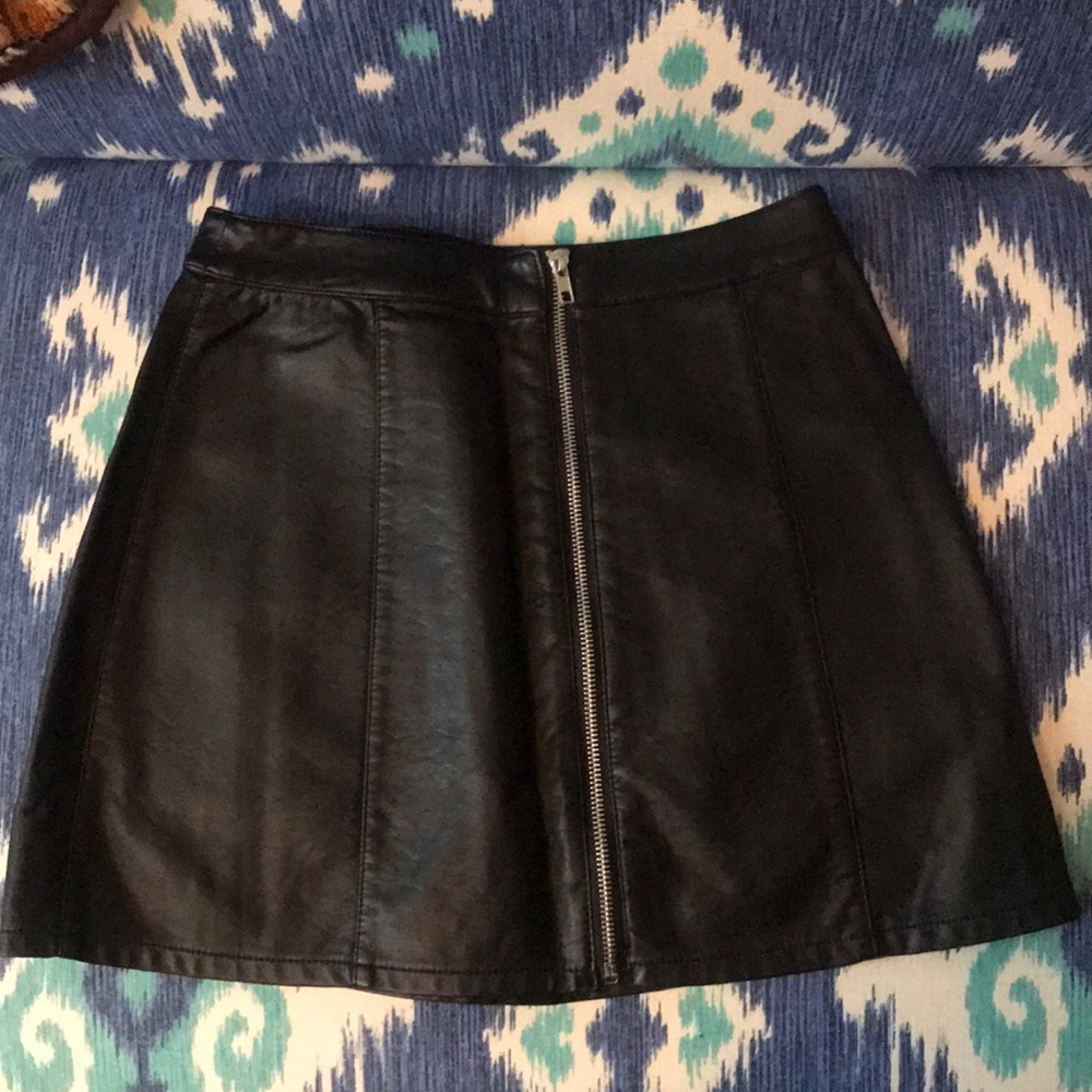 Black leather skirt